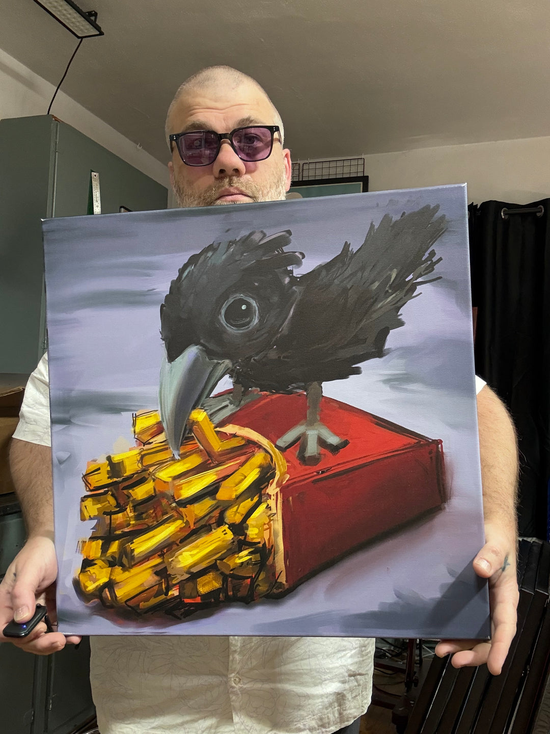 Crow with French Fries | 20X20 Gallery Wrap